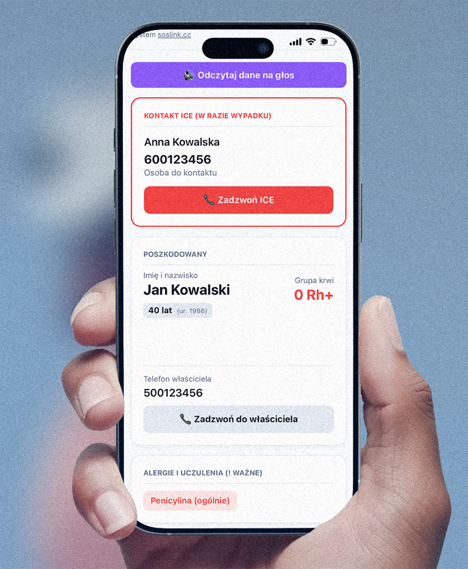 SOSlink: naklejki + cyfrowa karta medyczna - obrazek 2